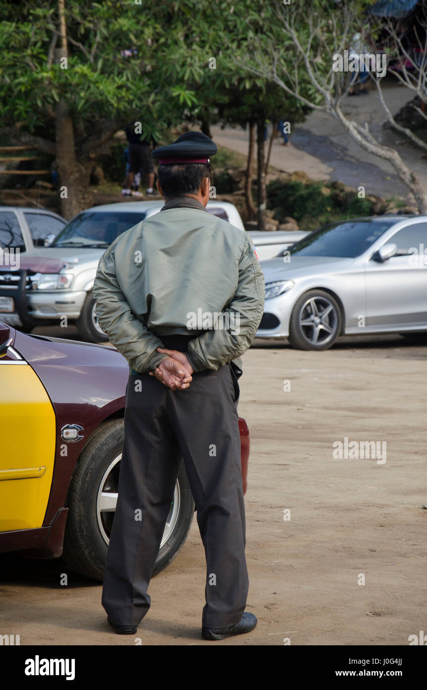 Thai police working take care and security guard protection people and