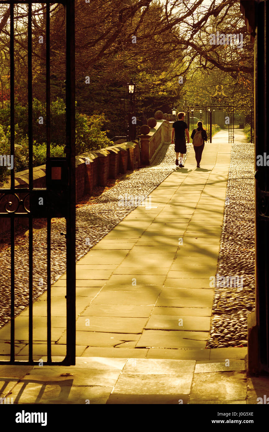 Cambridge University - Clare College - university students walking in Clare College, Cambridge University, Cambridge England Stock Photo