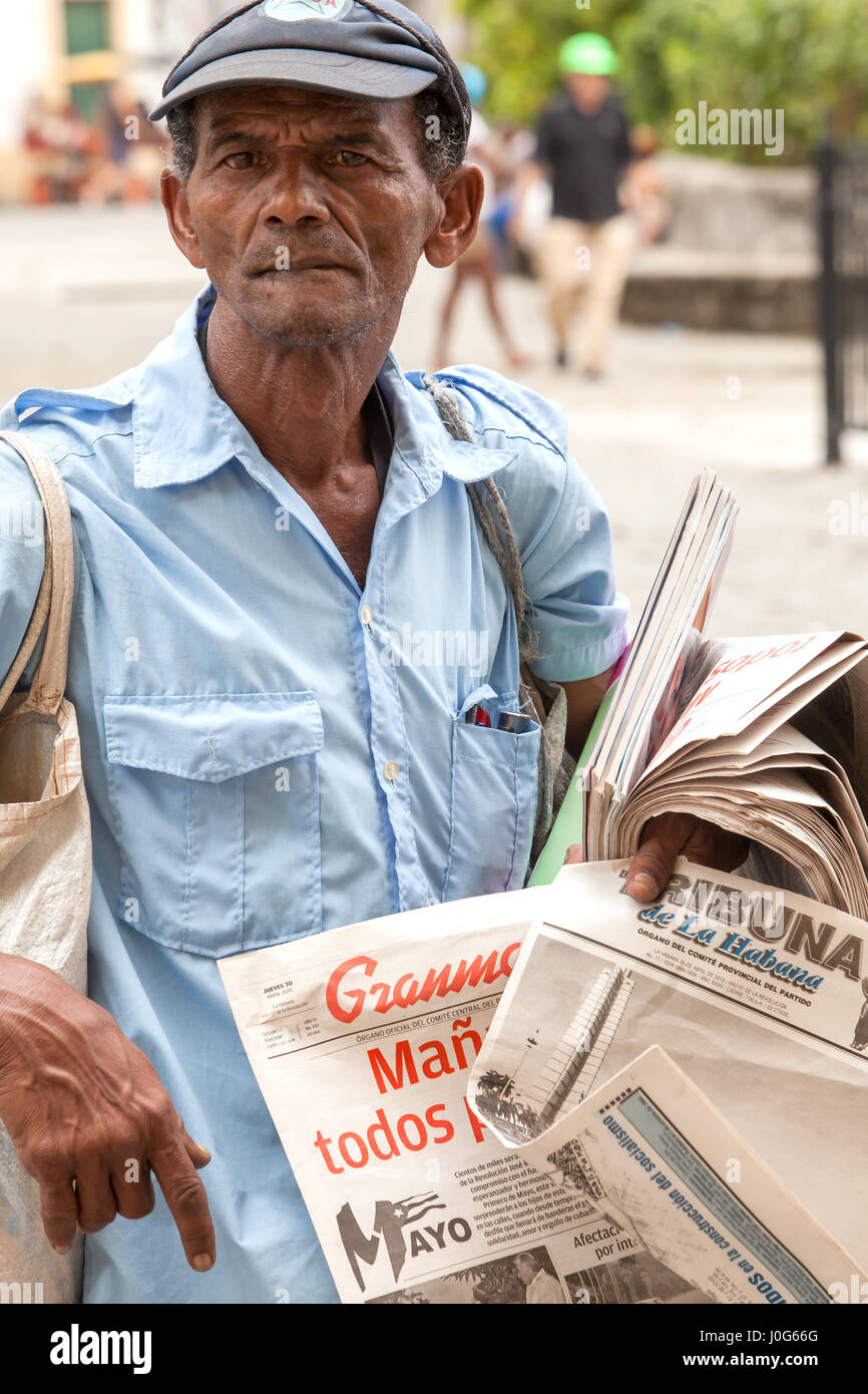 Newspaper Vendor, Havana, Cuba Stock Photo Alamy