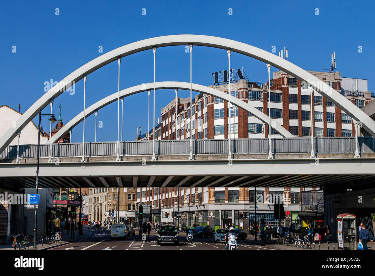 The A10 Road Running Through Shoreditch, London, England Stock Photo