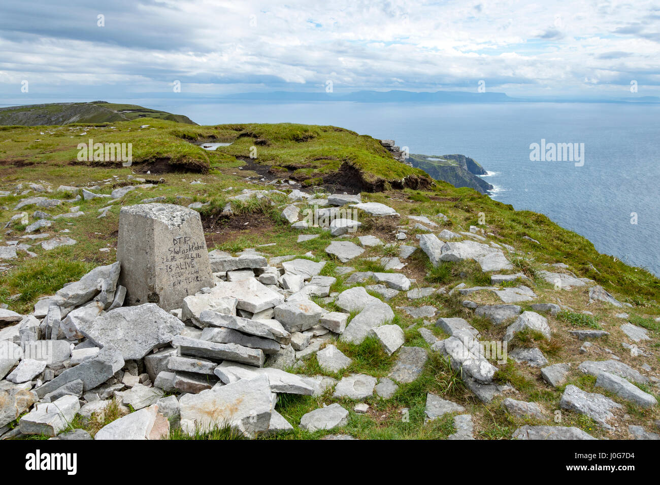 At the summit of Slieve League  (595m), County Donegal, Ireland Stock Photo