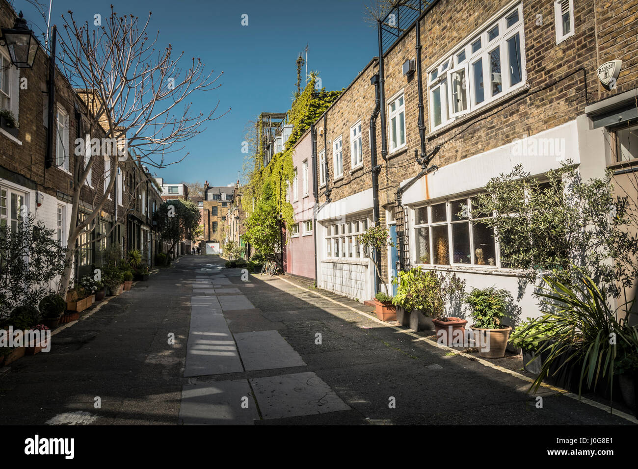 A quiet looking Doughty Mews in London's Bloomsbury area Stock Photo