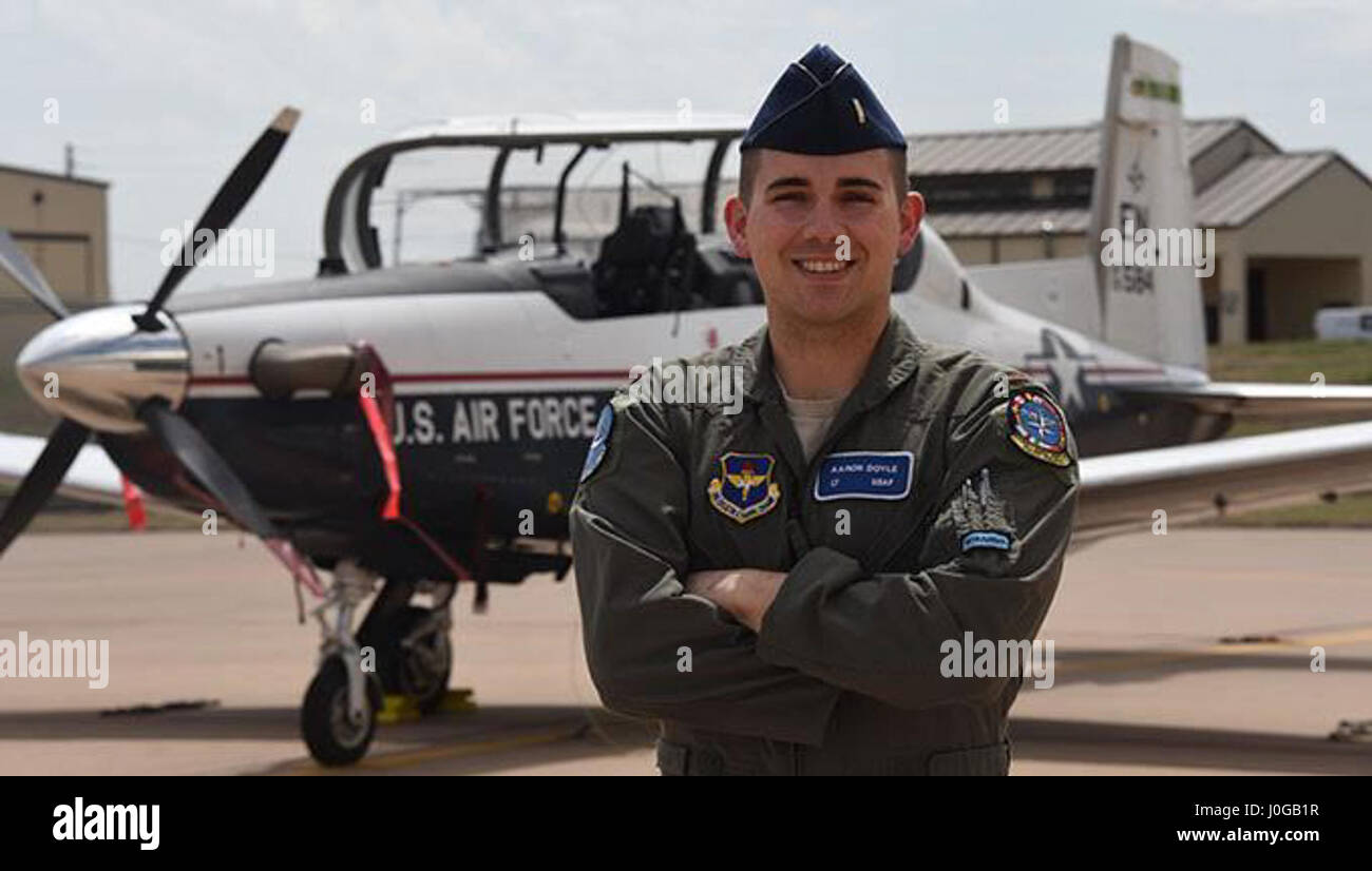 Former film producer, now 2nd Lt. Aaron Doyle, finds new success as an Air Force pilot at Sheppard AFB, TX Stock Photo