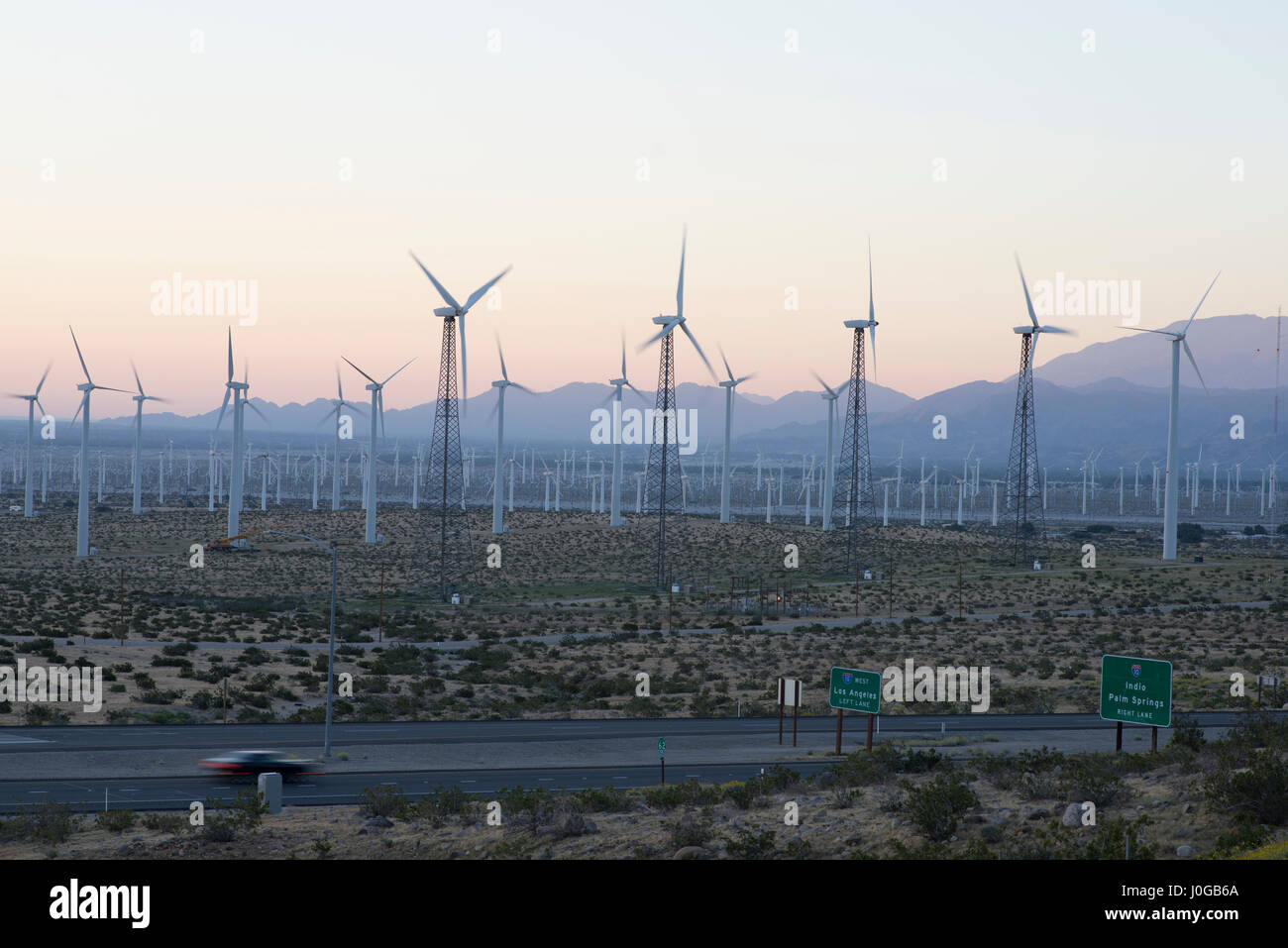 Wind turbines at the San Pass Wind Farm, Southern California