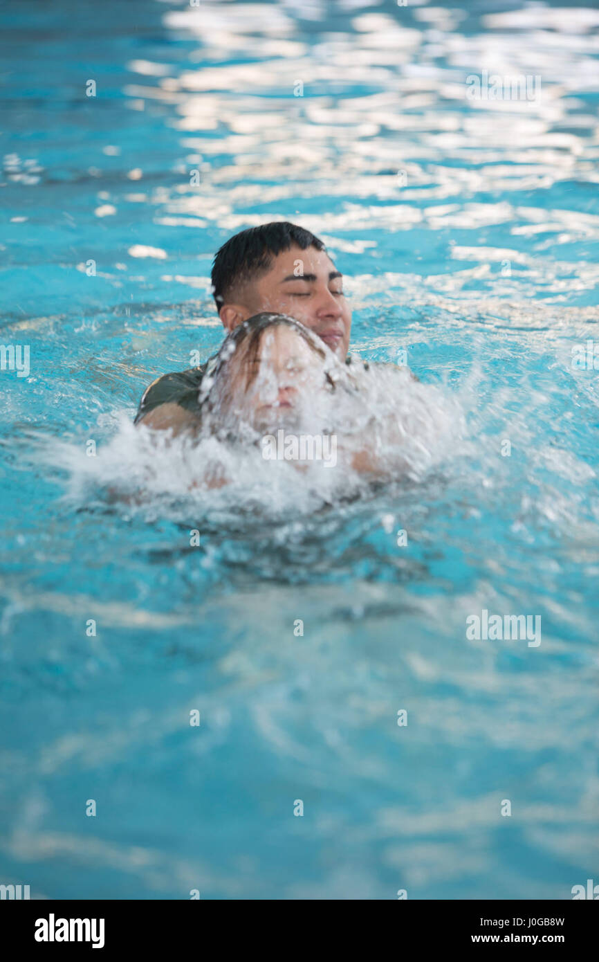 Marines practice rescue techniques during Water SurvivalAdvanced