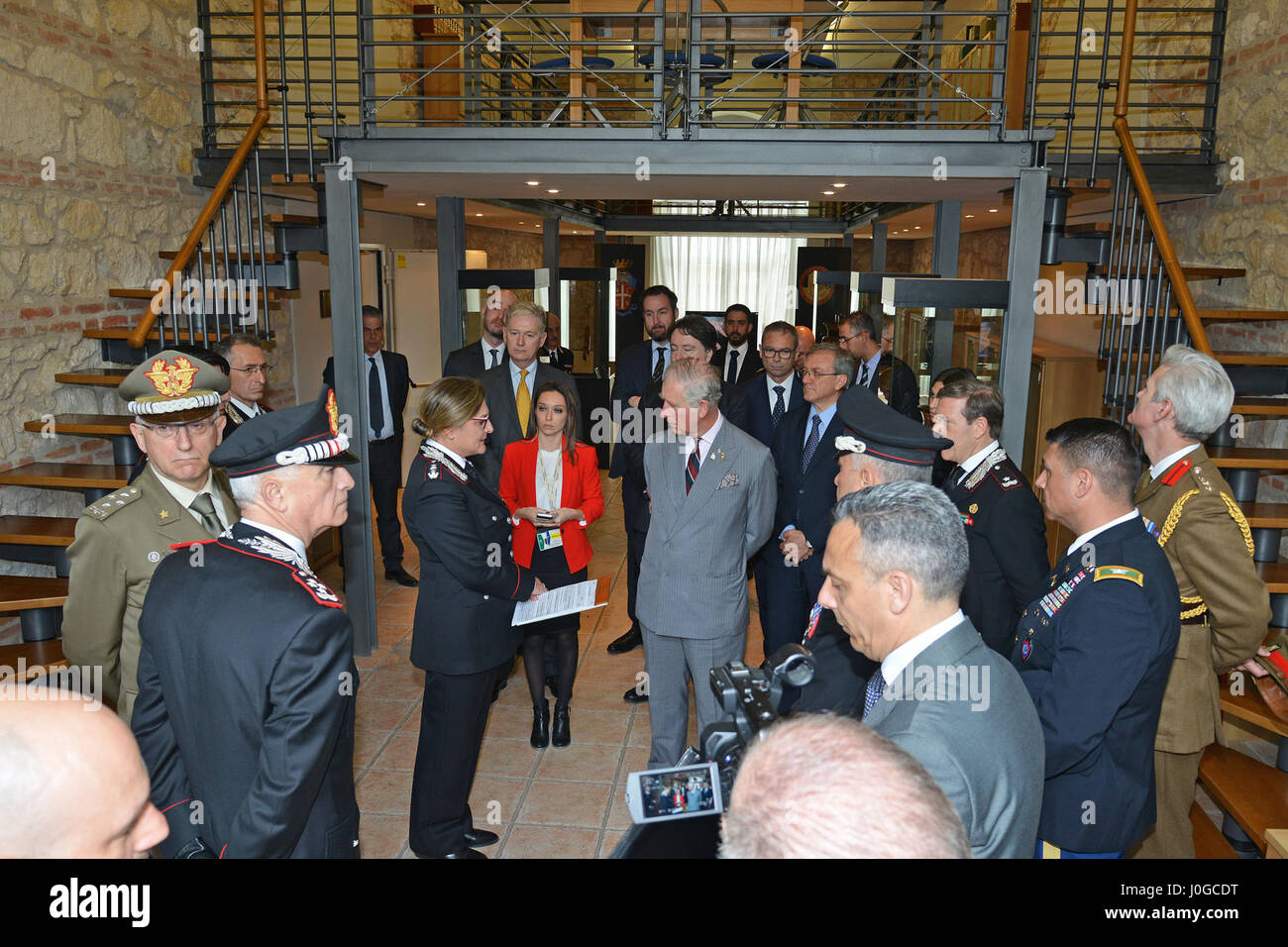 The Royal Highness, Prince Charles, Prince of Wales, during visit at Center of Excellence for Stability Police Units (CoESPU) Vicenza, Italy, April 1, 2017. (U.S. Army Photo by Visual Information Specialist Paolo Bovo/released) Stock Photo