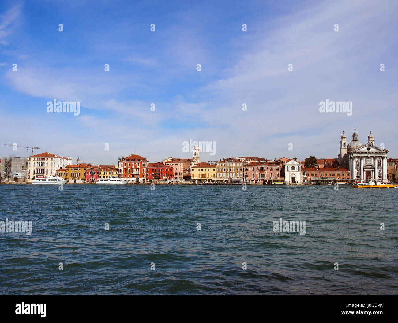 panoramic view of venice from the sea showing the salute area and ...