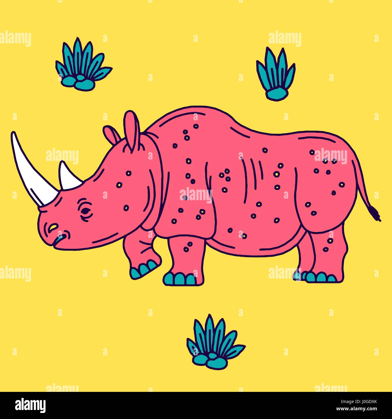 Cartoon mascot rhinoceros isolated Stock Vector