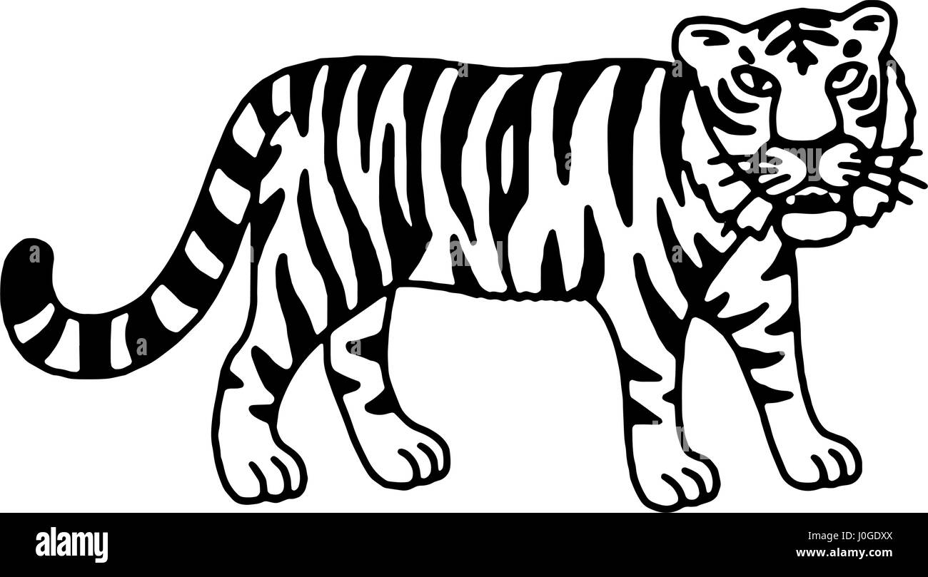 Cartoon Tiger Black And White