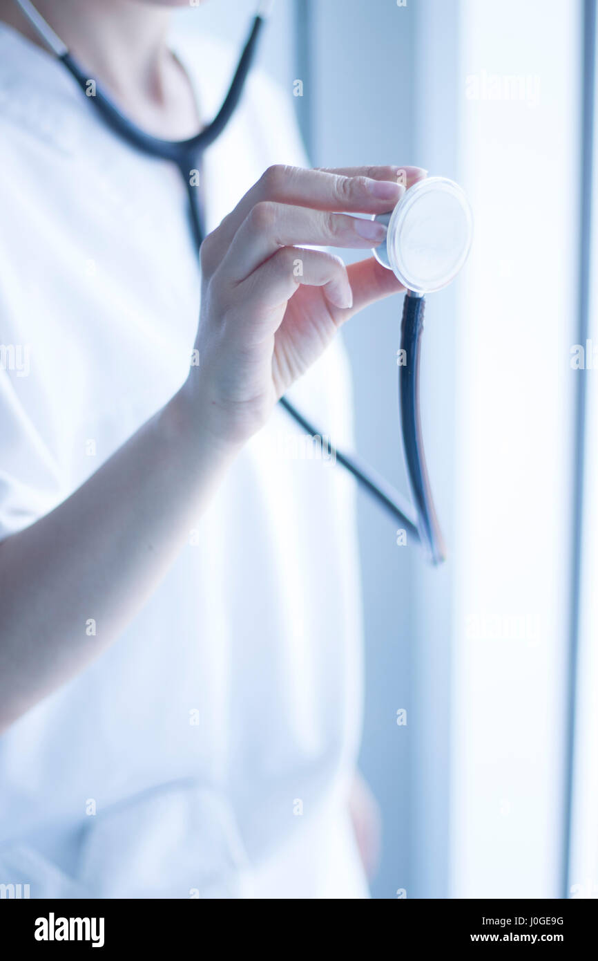 Doctors medical stethoscope heart rate monitoring equipment to listen