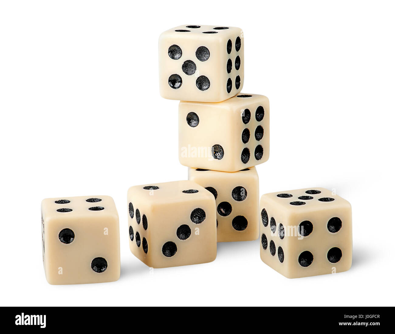 Six gaming dice Stock Photo