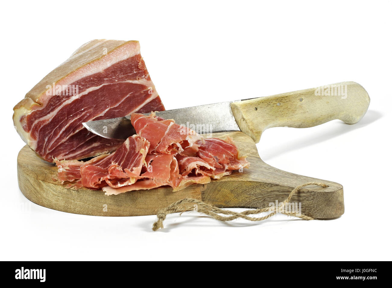 Italian drycured ham isolated on white background Stock Photo Alamy