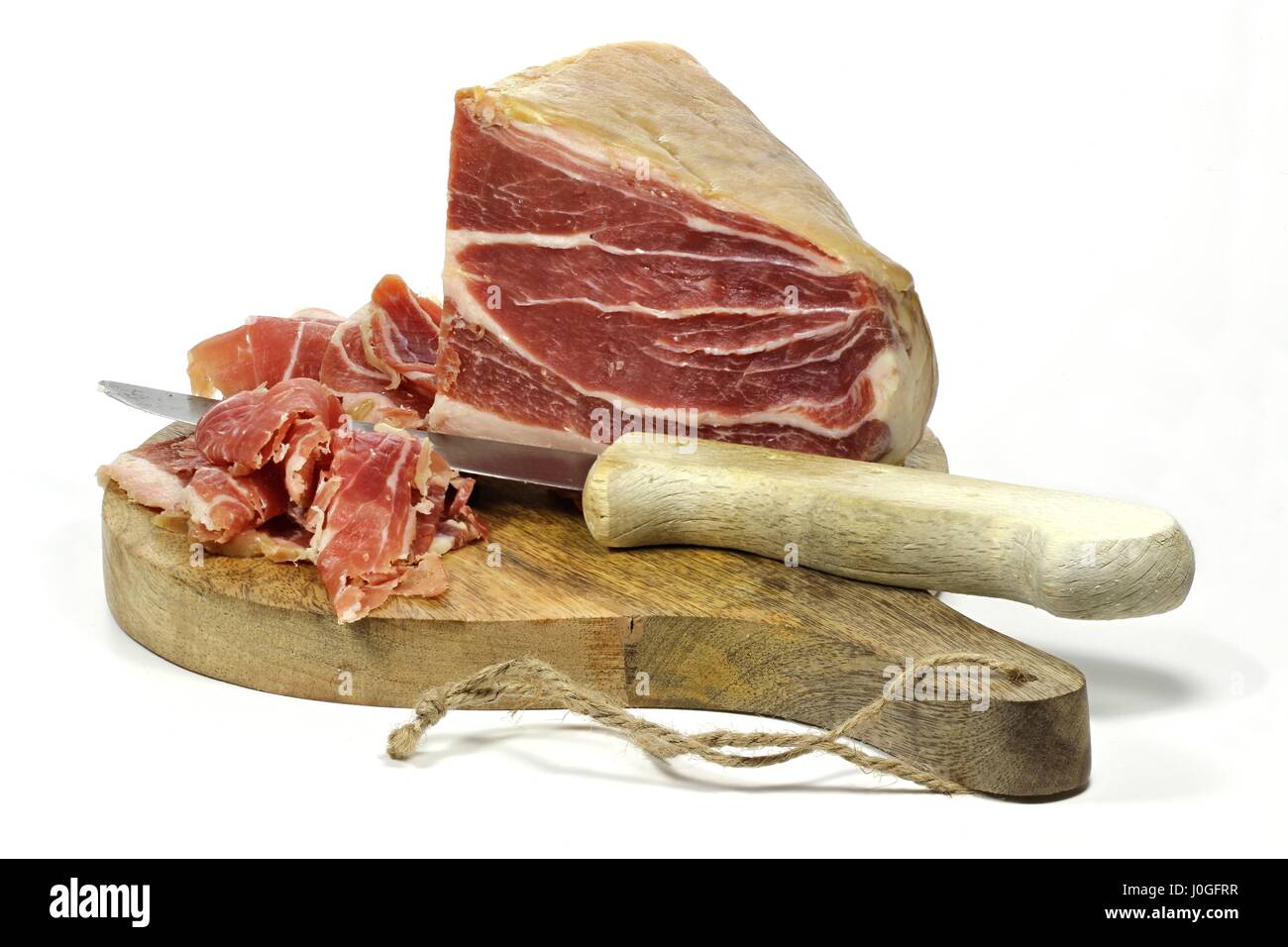Italian drycured ham isolated on white background Stock Photo Alamy