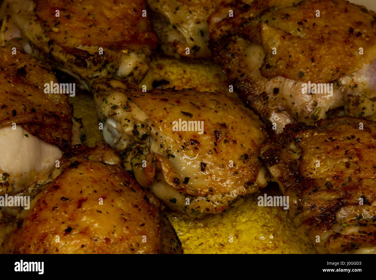 fried chicken thighs, closeup Stock Photo Alamy