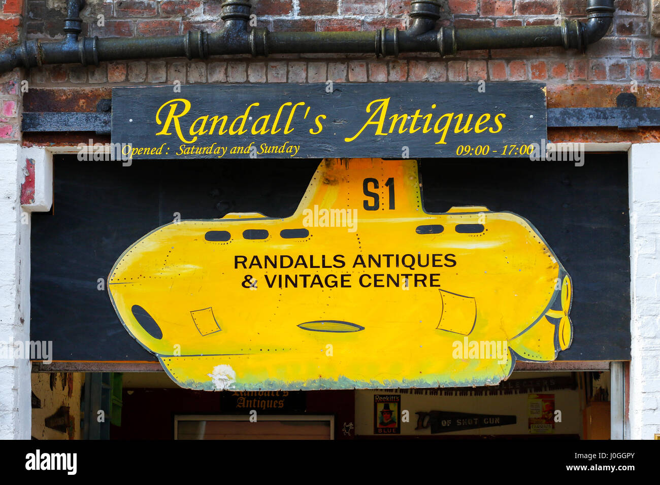 Submarine sign for Randalls Antiques, a shop and stall at Glasgow's