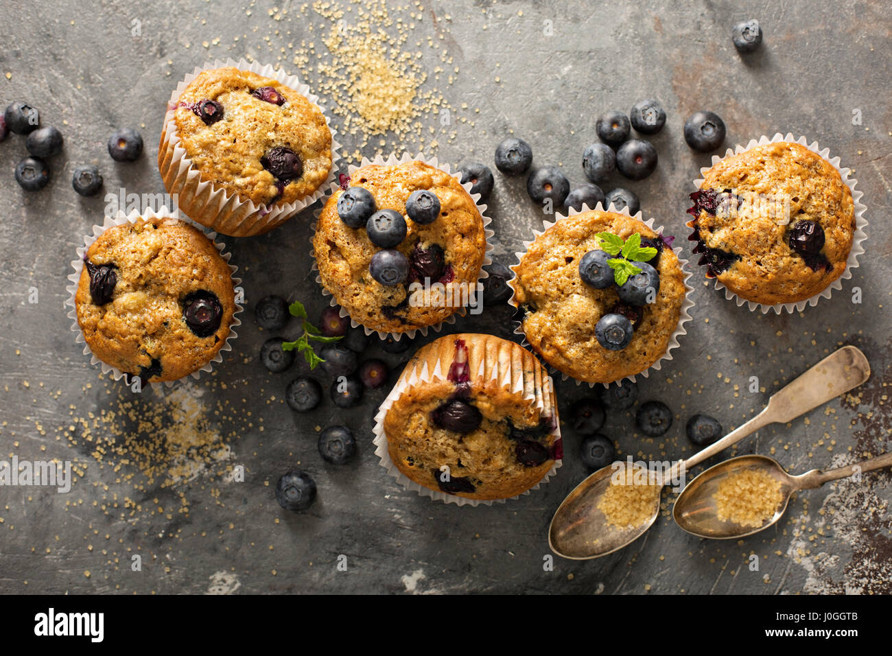 Vegan banana blueberry muffins Stock Photo Alamy