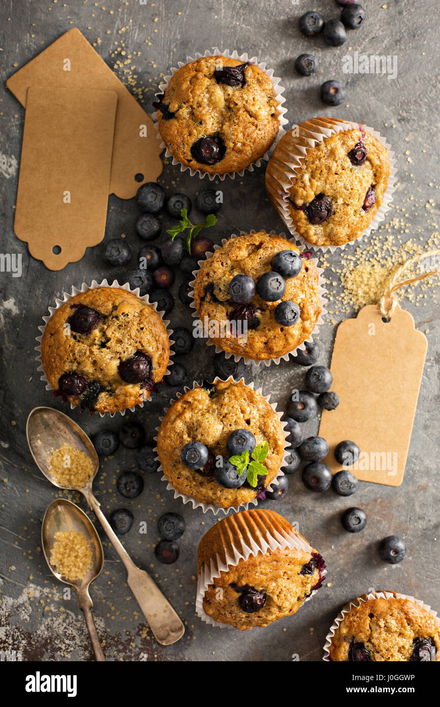 Vegan banana blueberry muffins Stock Photo Alamy