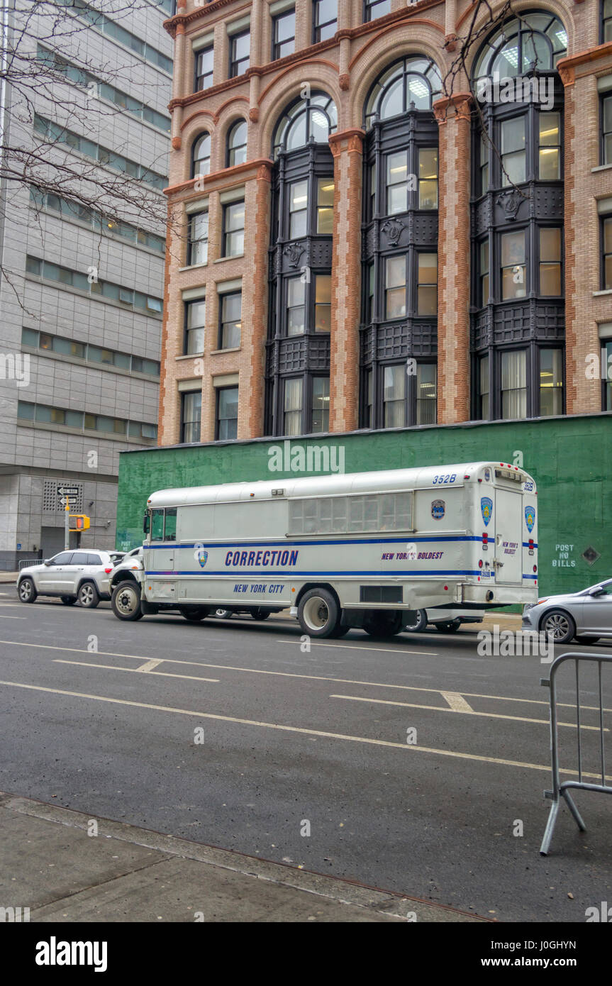 Municipal Correction Truck driving down New York City Street (NYC) Stock Photo