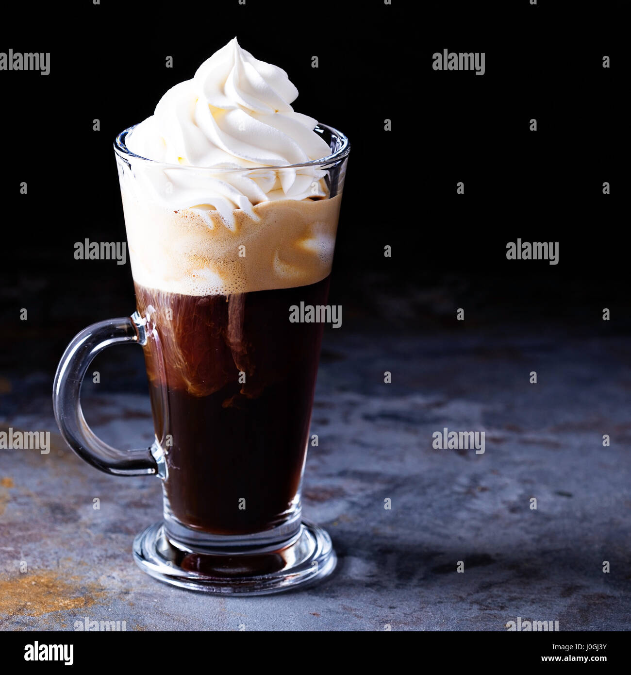 Hot viennese coffee with whipped cream Stock Photo