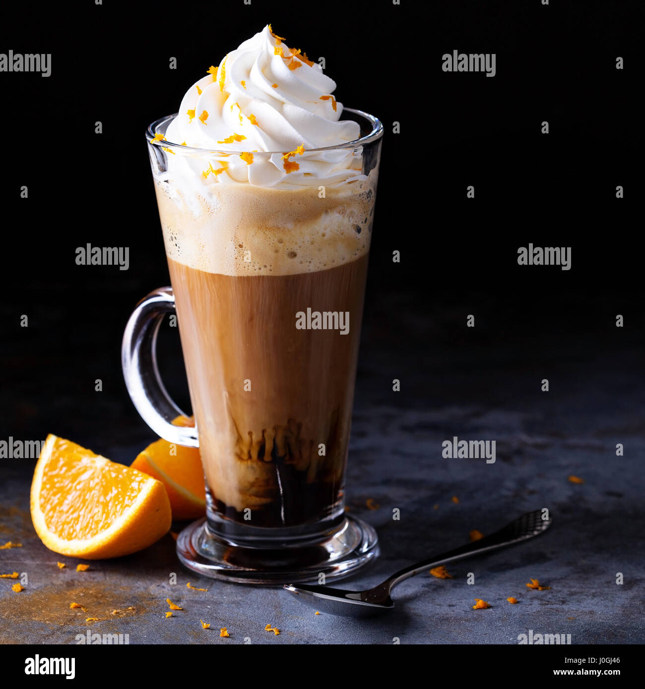 Hot viennese coffee with whipped cream Stock Photo