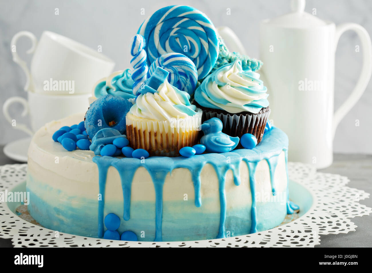 Baby Shower Or Boy Birthday Cake Stock Photo Alamy