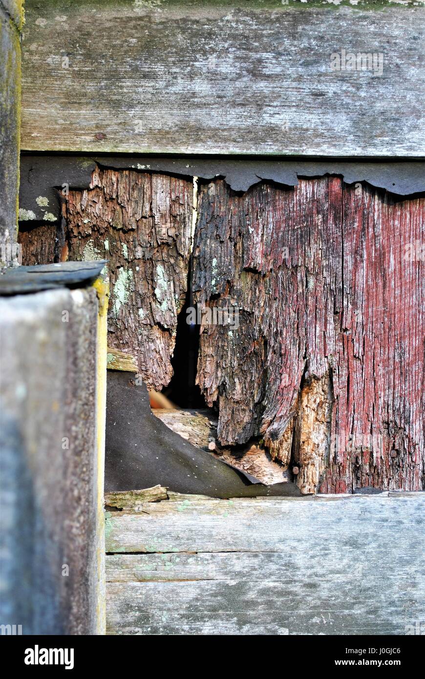 Worn wall to a home Stock Photo