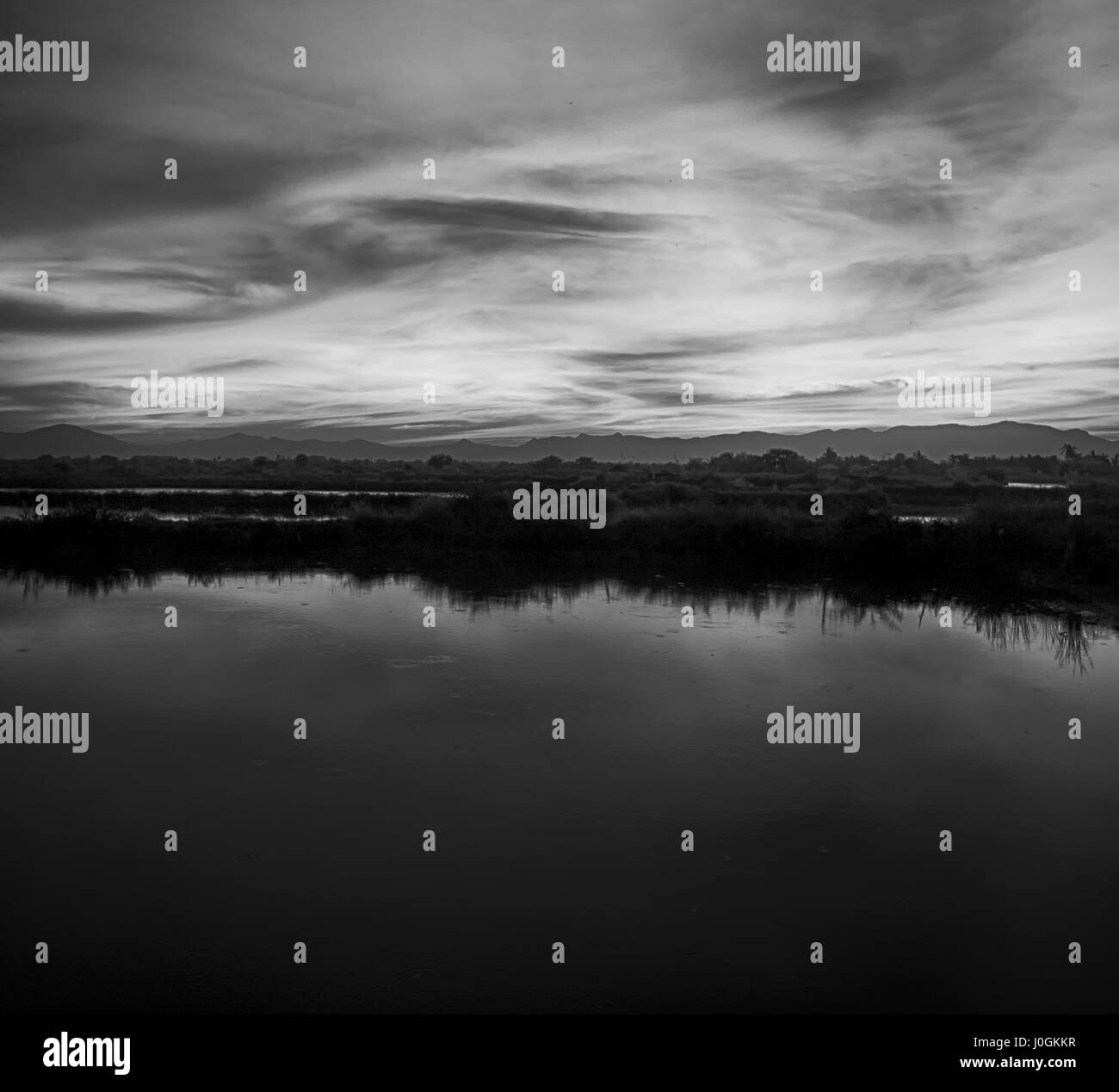 Bush Sunrise With Silhouette Black and White Stock Photos & Images - Alamy