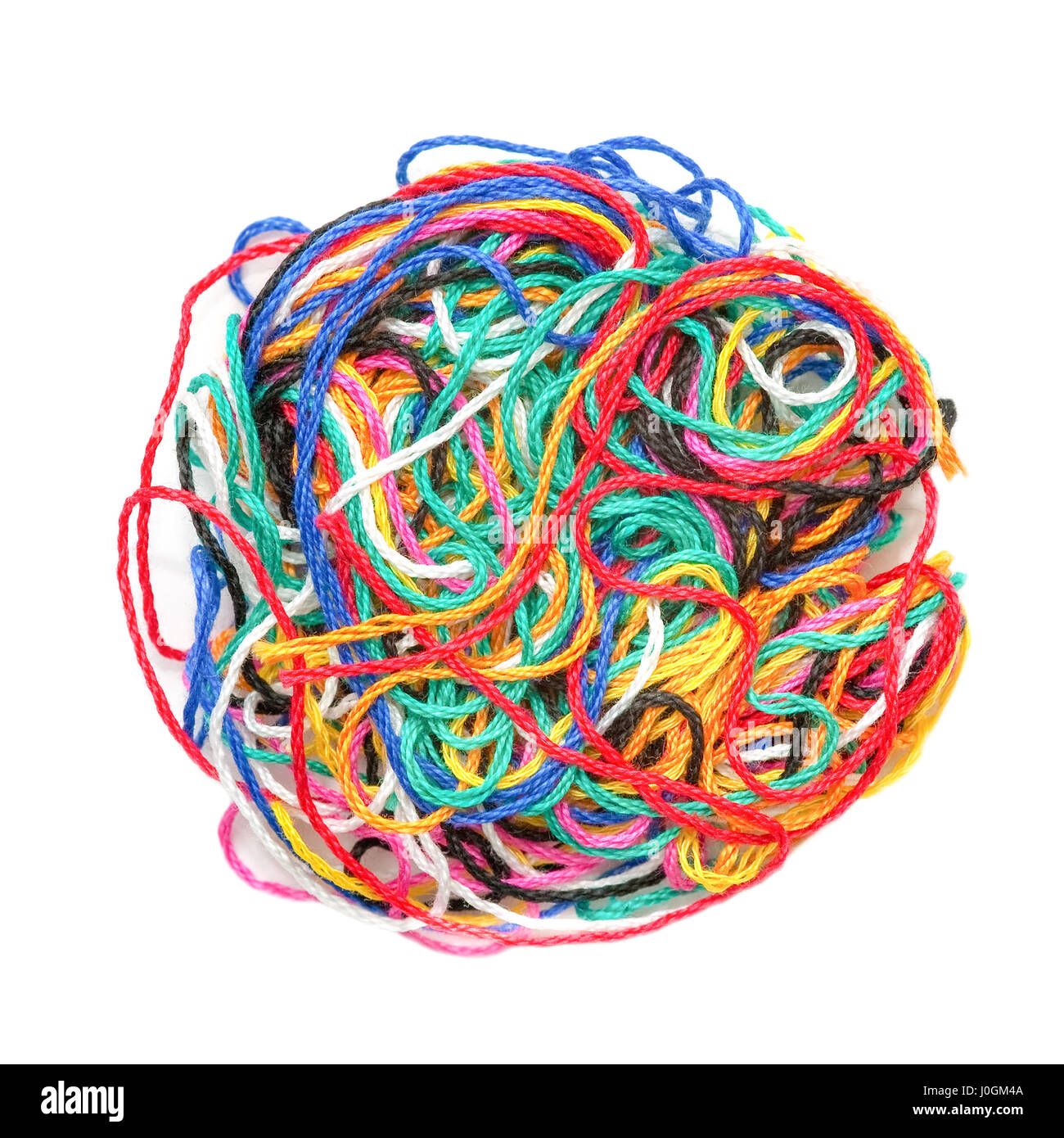 ball of multi-colored woolen thread isolated on white Stock Photo - Alamy