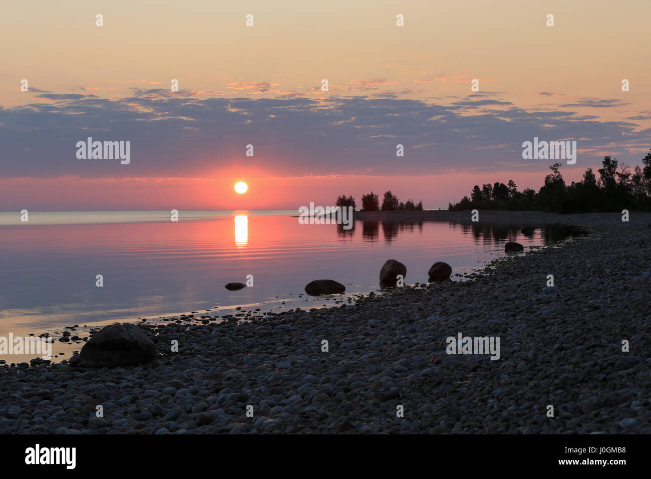 Sunrise on the lake Baikal, Irkutsk region, Russia. Stock Photo