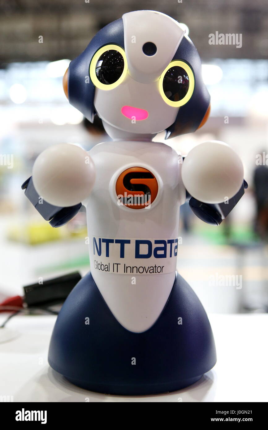 Hanover, Germany. 19th March, 2017. Communication robot 'Sota' (Social Talker) by NTT Group (Nippon Telegraph and Telephone, Japan), its integratetd Natural Interaction Engine combines artificial intelligence technology 'corevo' by NTT Group with Robot Coordination Control Technology 'R-env'. CeBIT 2017, ICT trade fair, lead theme 'd!conomy - no limits'. Photocredit: Christian Lademann Stock Photo