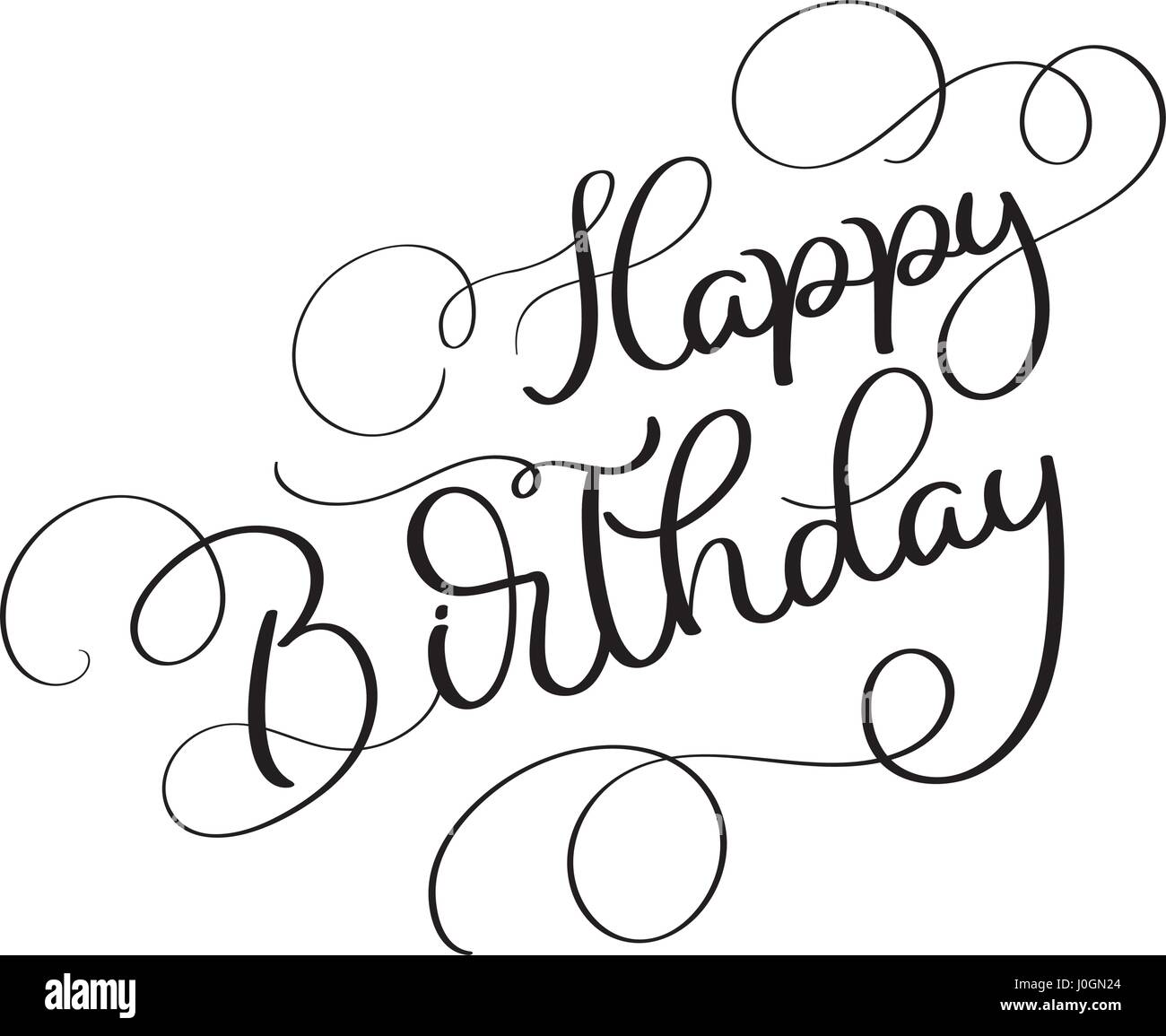 Download Happy Birthday vector vintage text on white background ...