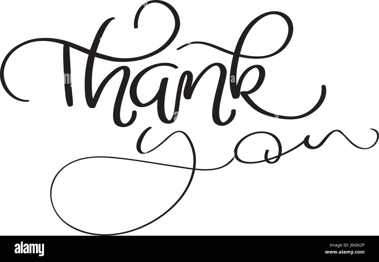 Hand drawn vintage Vector text Thank you on white background ...