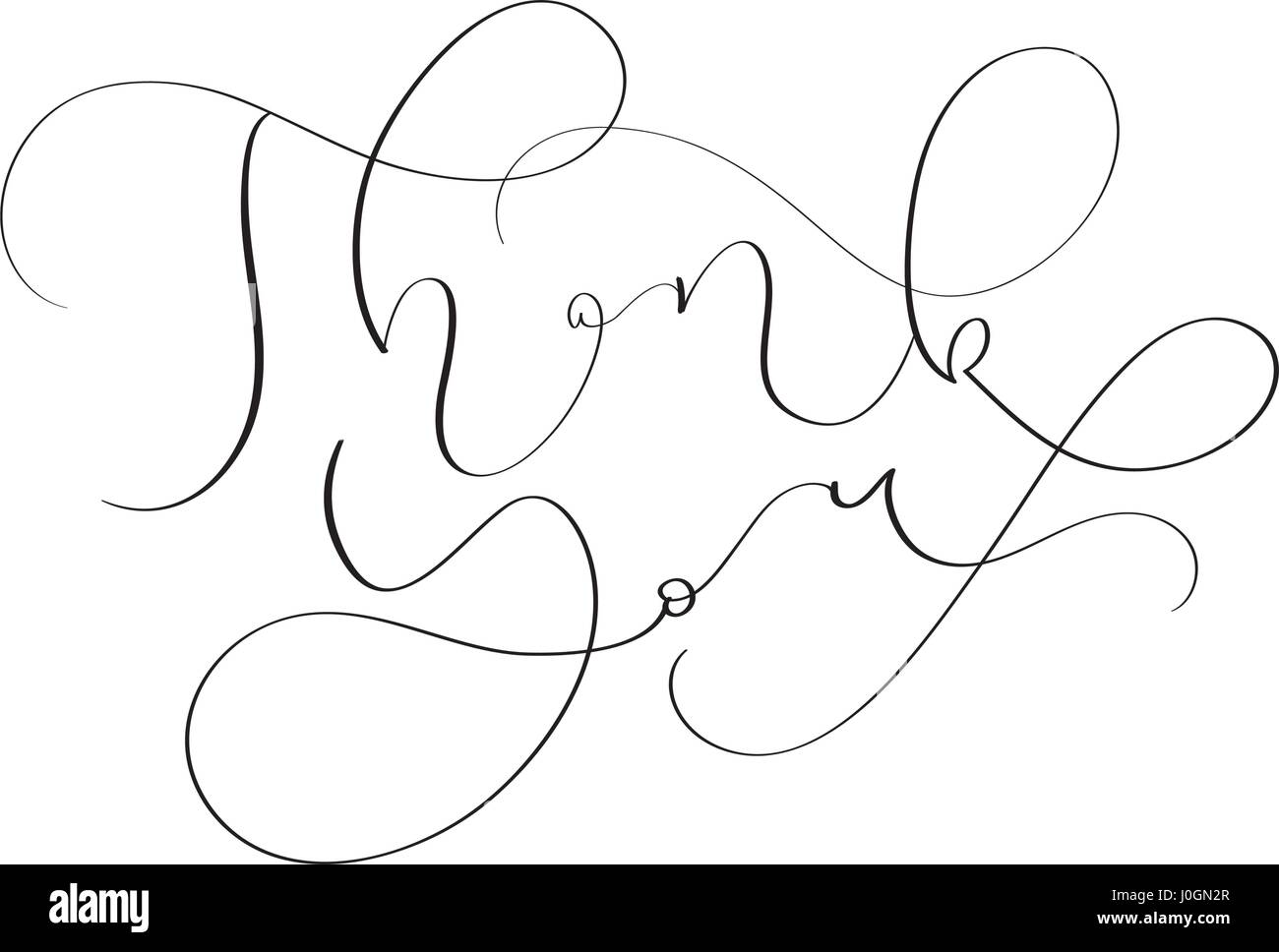 Hand drawn vintage Vector text Thank you on white background ...