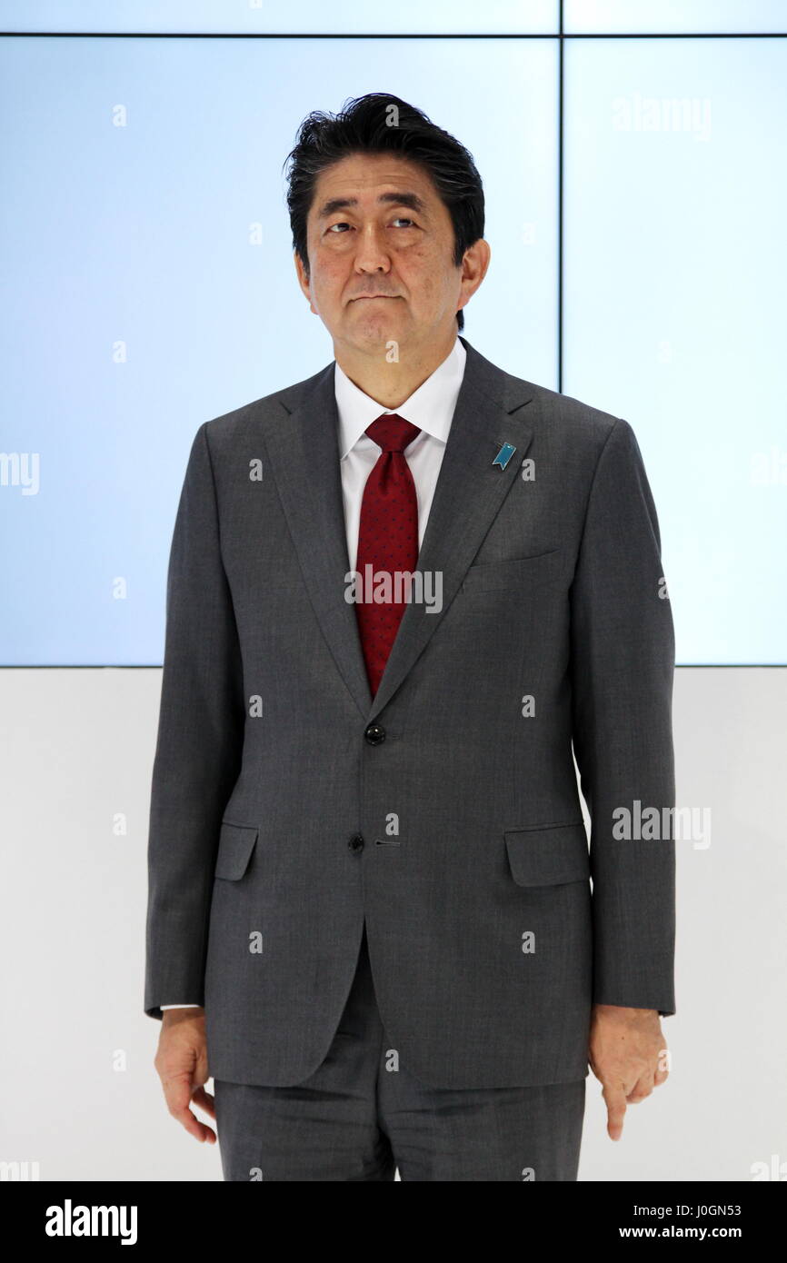 Hanover, Germany. 20th March, 2017. Shinzo Abe, Prime Minister of Japan, at opening walk at CeBIT 2017, exhibition stand of CeBIT 2017-partner country Japan. CeBIT 2017, ICT trade fair, lead theme 'd!conomy - no limits'. Photocredit: Christian Lademann Stock Photo