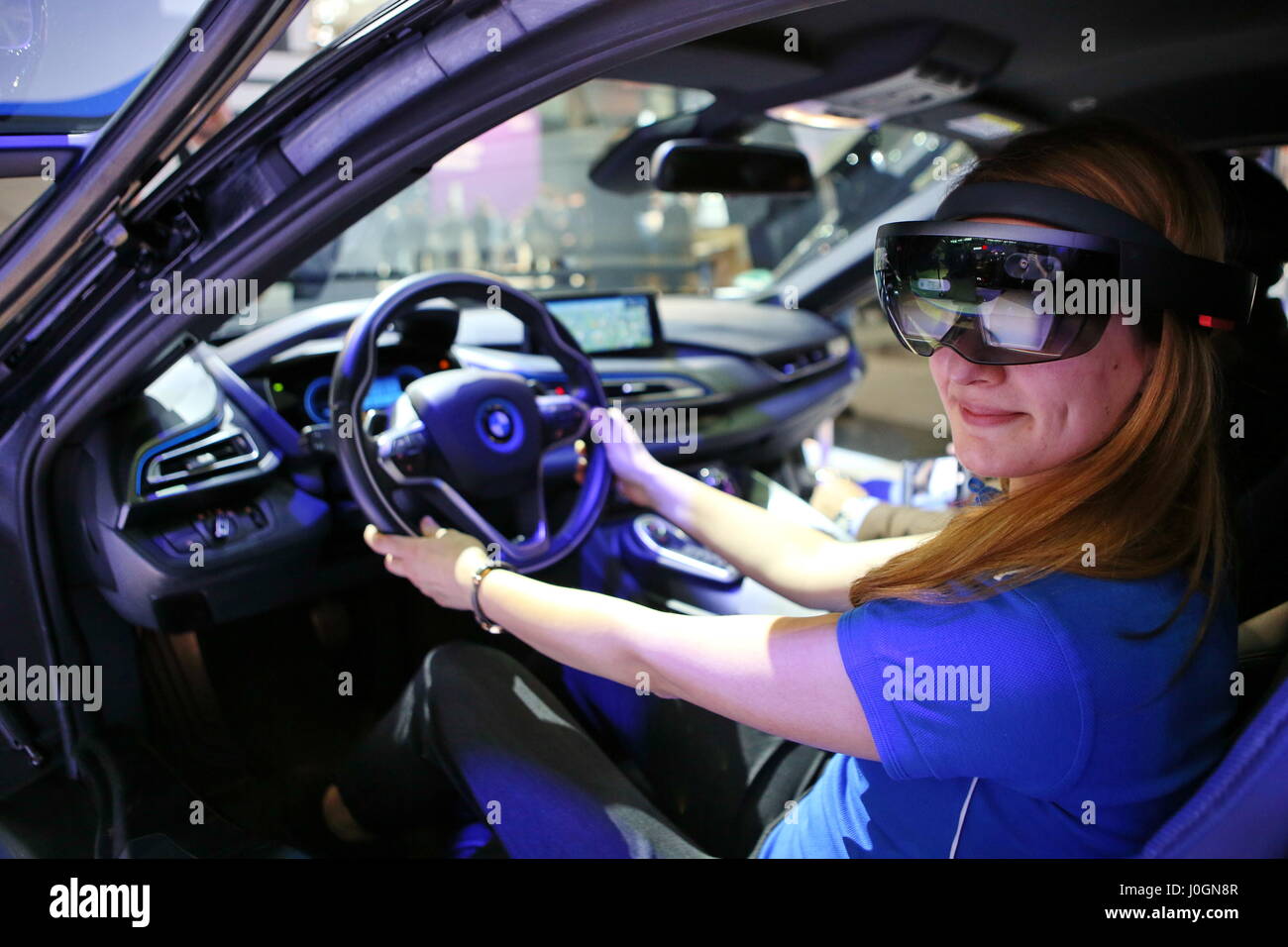 Hanover, Germany. 20th March, 2017. technology company Intel Corporation presents his automated driving solution Intel GO (coop with BMW and Mobileye), CeBIT 2017, ICT trade fair, lead theme 'd!conomy - no limits'. Photocredit: Christian Lademann Stock Photo
