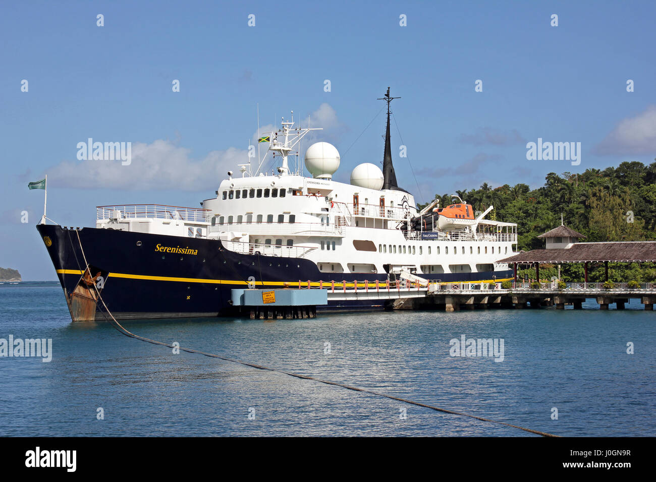 MS Serenissima docked at Port Antonio, Jamaica Stock Photo