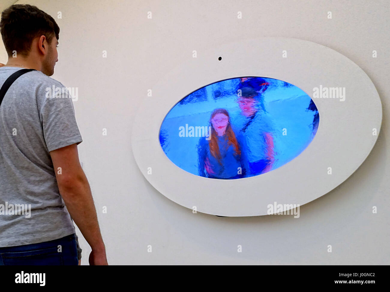 Visitors at Saatchi Gallery exhibition on the art of the selfie, London Stock Photo