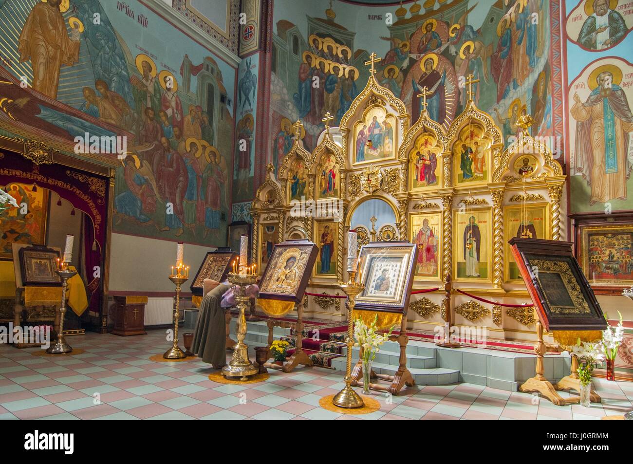 Interior of Russian orthodox cathedral of the Nativity of Christ in ...