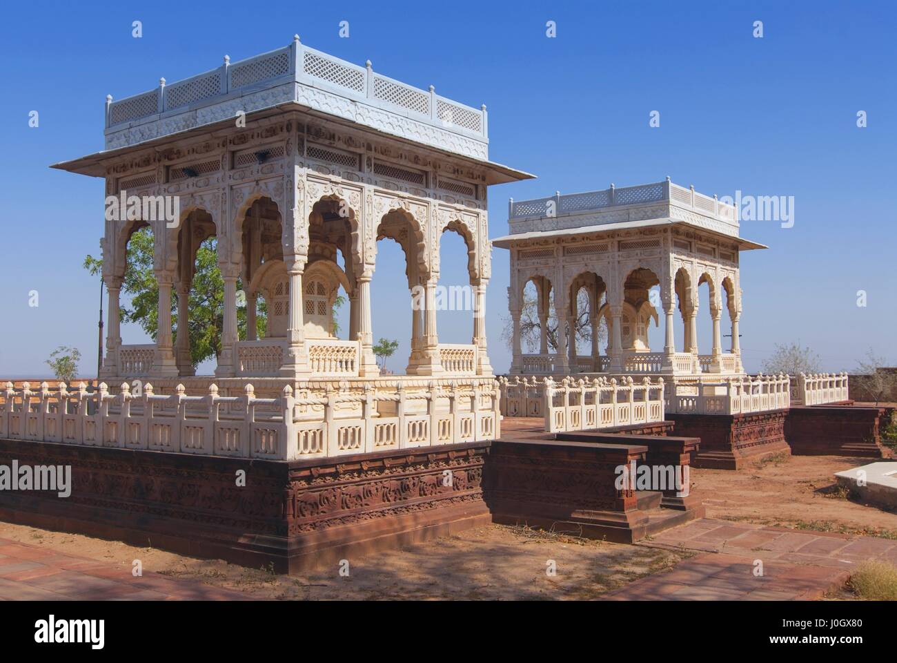 Four cenotaphs Jaswant Thada Jodhpur Rajasthan India Stock Photo