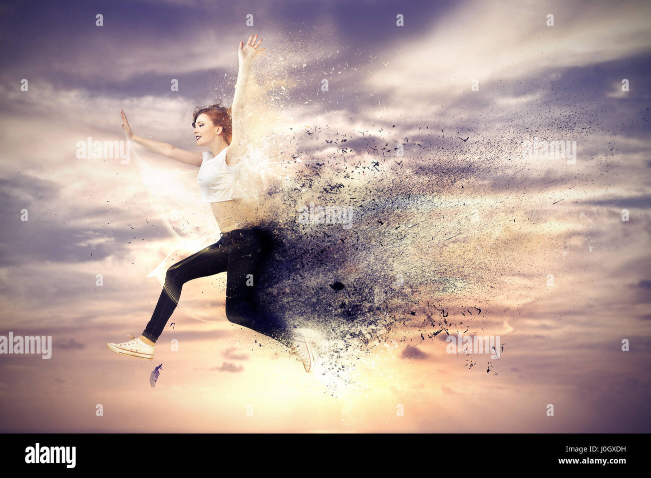 Woman doing sports in 3D effect Stock Photo