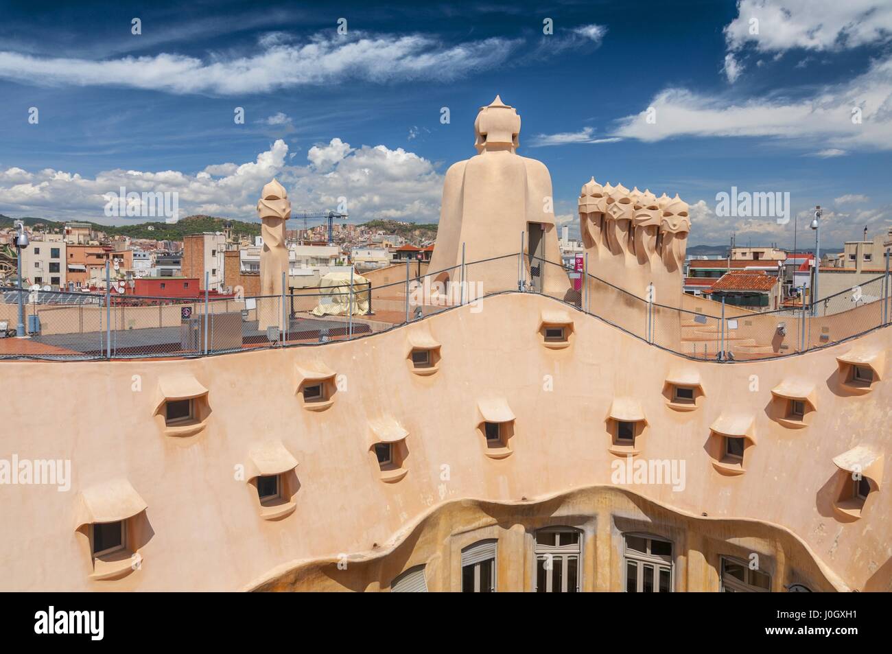 Casa Mila (La Pedrera) Roof by Antonio Gaudi, Barcelona, Catalonia, Spain. Stock Photo
