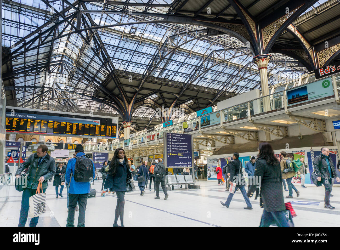 The interior of London Liverpool Street station in UK Stock Photo