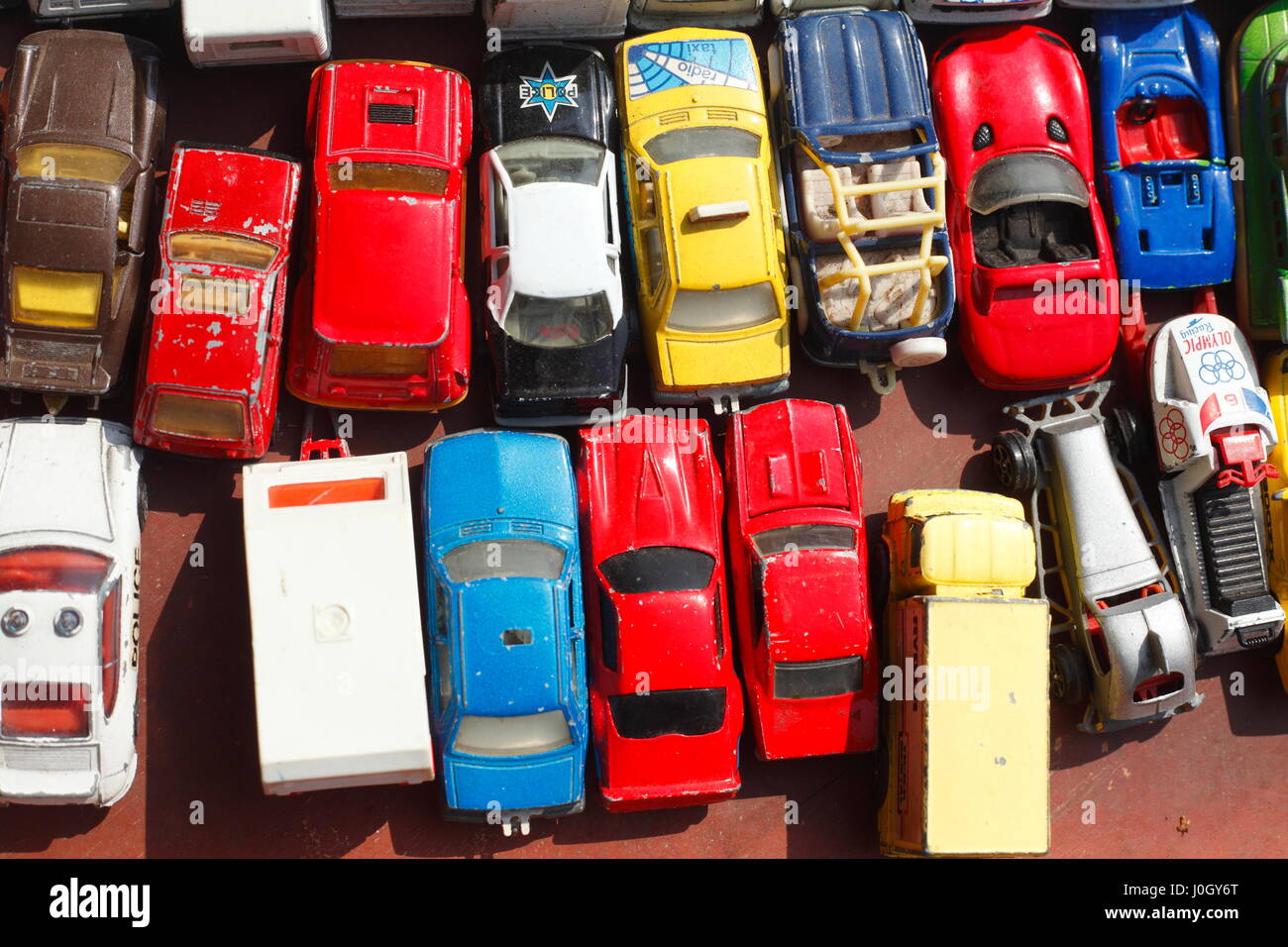 old toys cars on a flew market Stock Photo Alamy