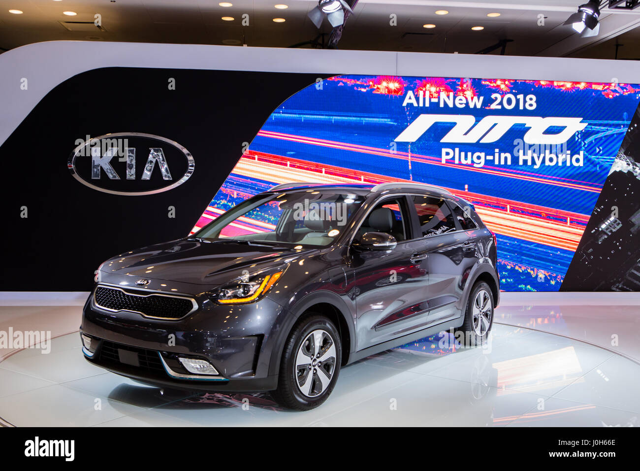 New York, USA. 12th Apr, 2017. The KIA Niro, a hybrid gasoline/electric