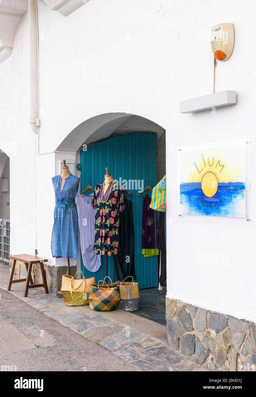 Detail of the entrance of a shop in an old building in Cadaques, Catalonia, Spain Stock Photo