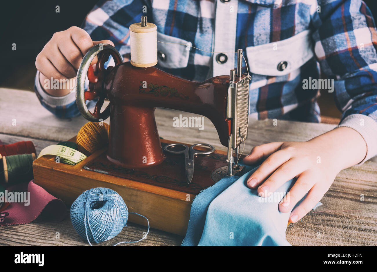Children needlework sewing Stock Photo Alamy