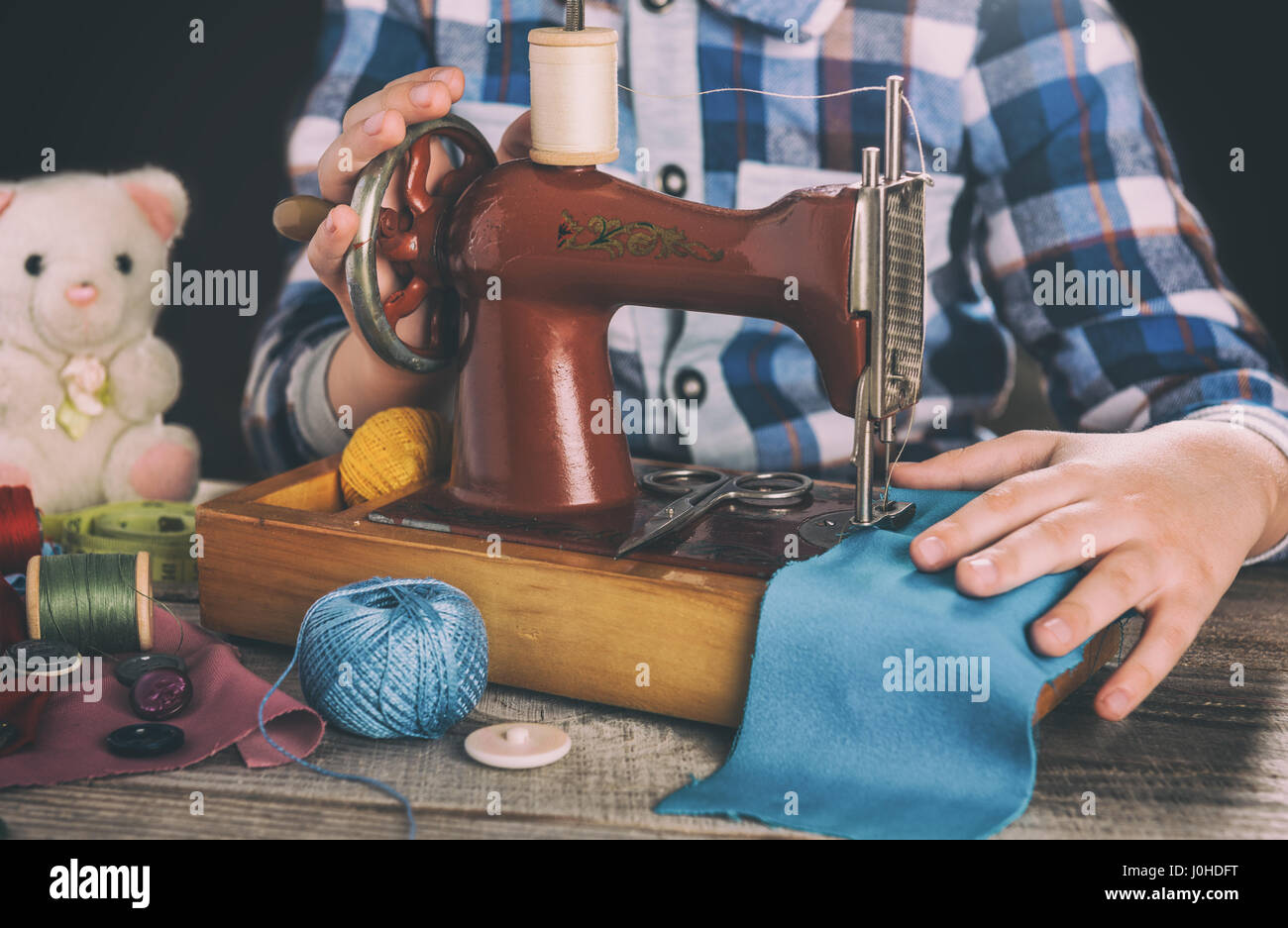 Children needlework sewing Stock Photo Alamy