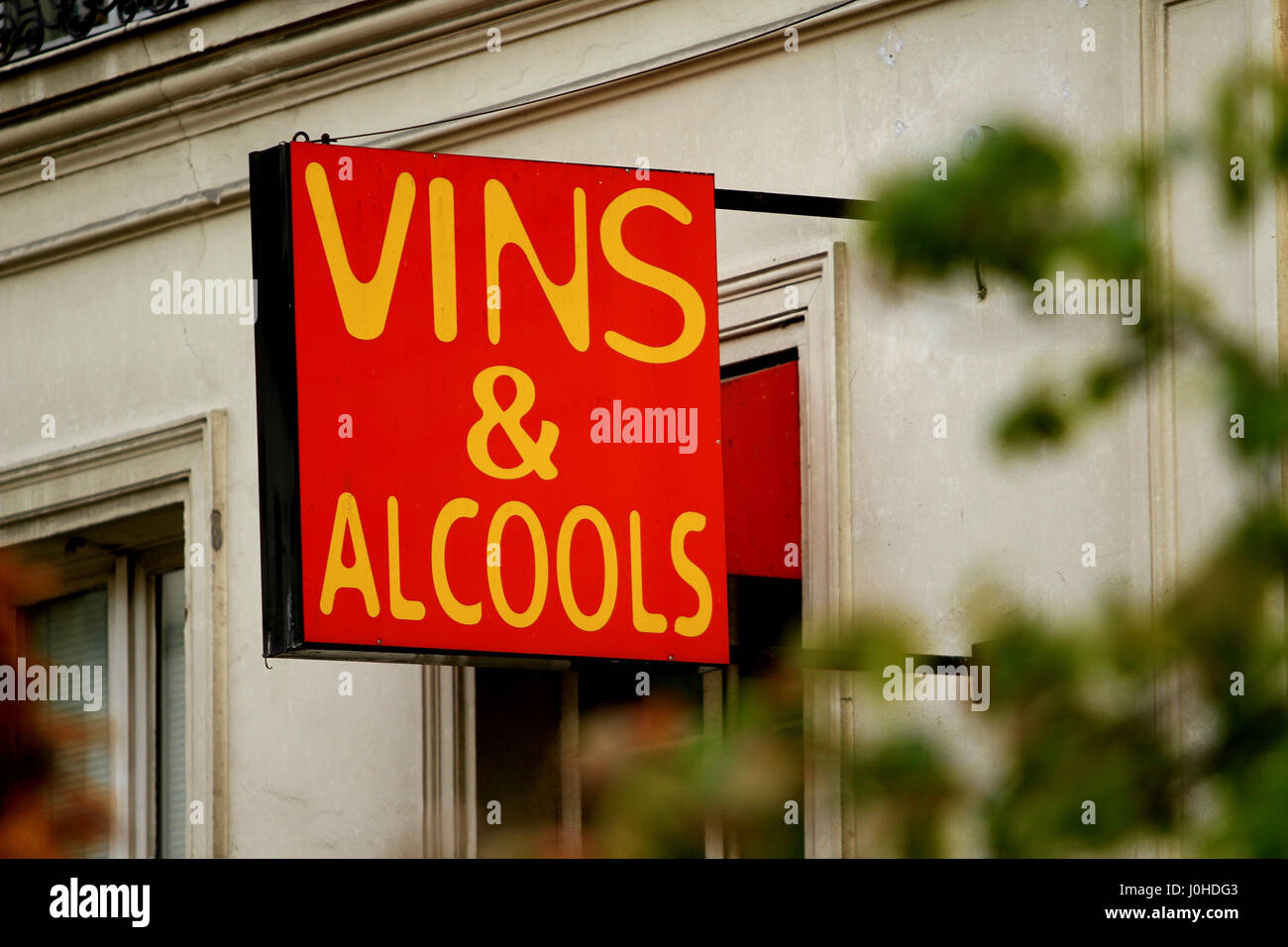 Wine and Alcohol Sign in Paris France Stock Photo Alamy