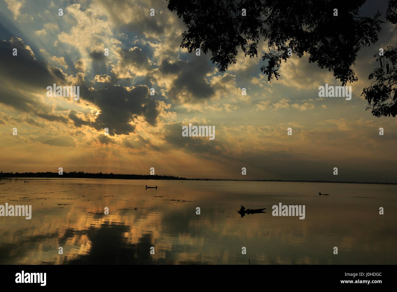 Sunrise in Tanguar Howr Sunamganj, Bangladesh. Stock Photo