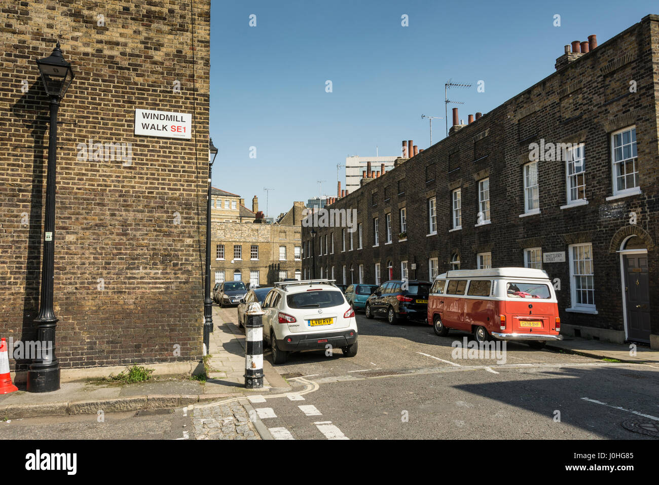 Victorian terraced housing in Lambeth near Waterloo station, London, SE1, UK Stock Photo